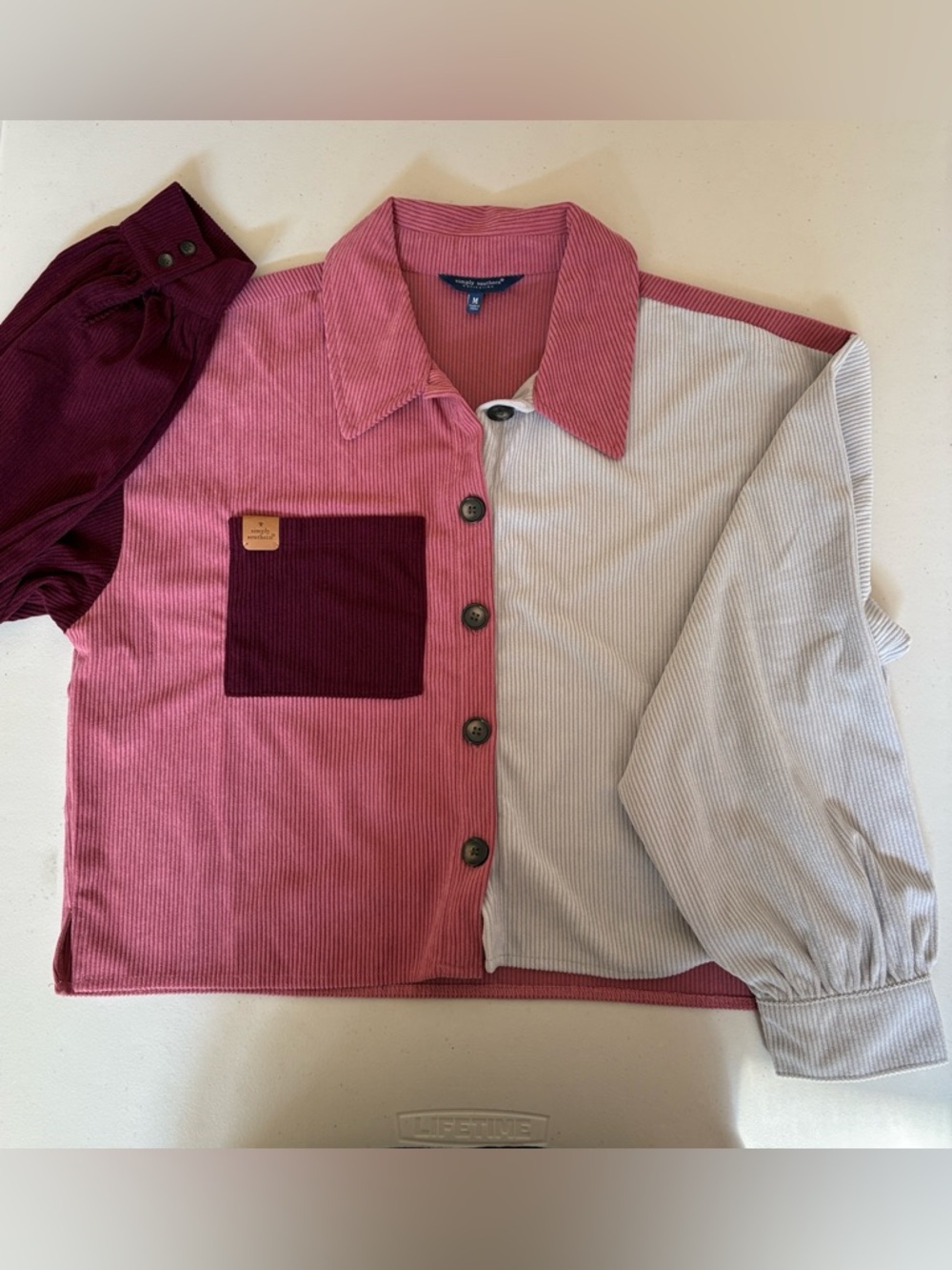 Simply Southern Patchwork Corduroy Shacket EUC Sz M